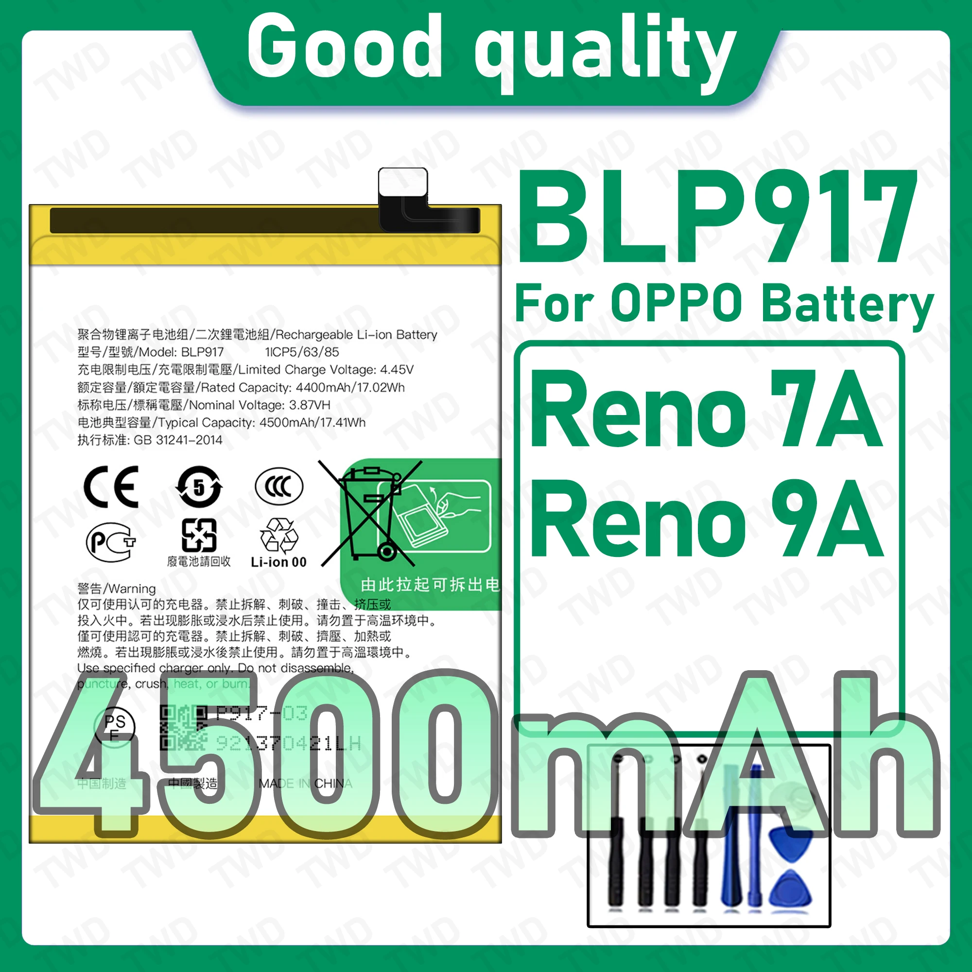 BLP917 Brand New High Capacity Rechargeable Li-ion Replacement Battery For OPPO Reno 7A 9A Bateria+Free Tool