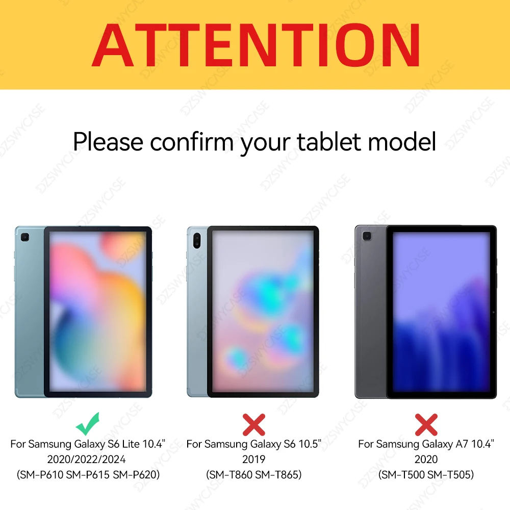 Case For Samsung Tab S6 Lite 10.4 Inch (SM-P613 P615 P620), With Pencil Holder,Trifold Stand Protective Cover Soft TPU Back