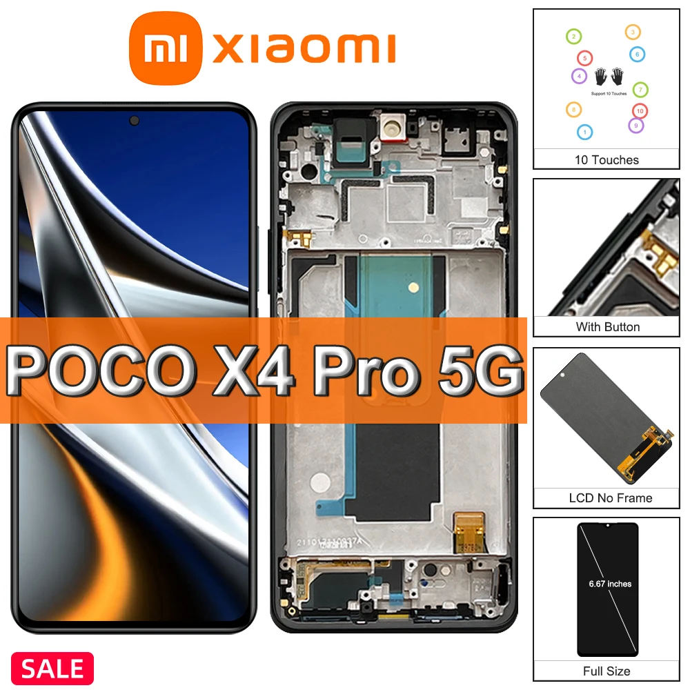 

6.67" Super AMOLED For Xiaomi POCO X4 Pro 5G LCD Display Touch Screen Digitizer Assembly Replacement For Xiaomi Poco X4 Pro LCD