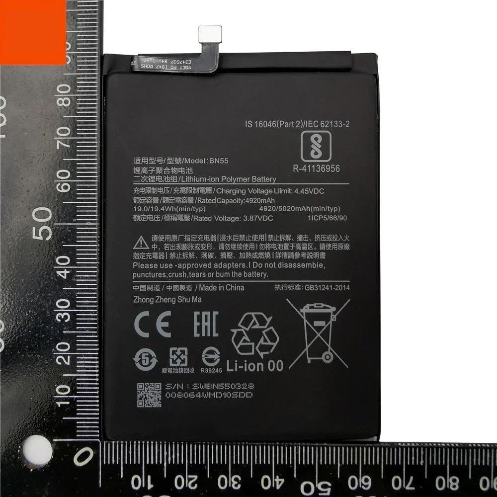 Batería de repuesto 100% Original para Xiaomi Redmi Note 9S Note9S BN55, batería de teléfono Original, herramientas libres, 5020mAh