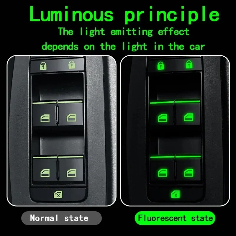 

Car Window Lifter Luminous Switch Button Stickers Door Window Lift Night Safety Switch Decoration Fluorescent Decals