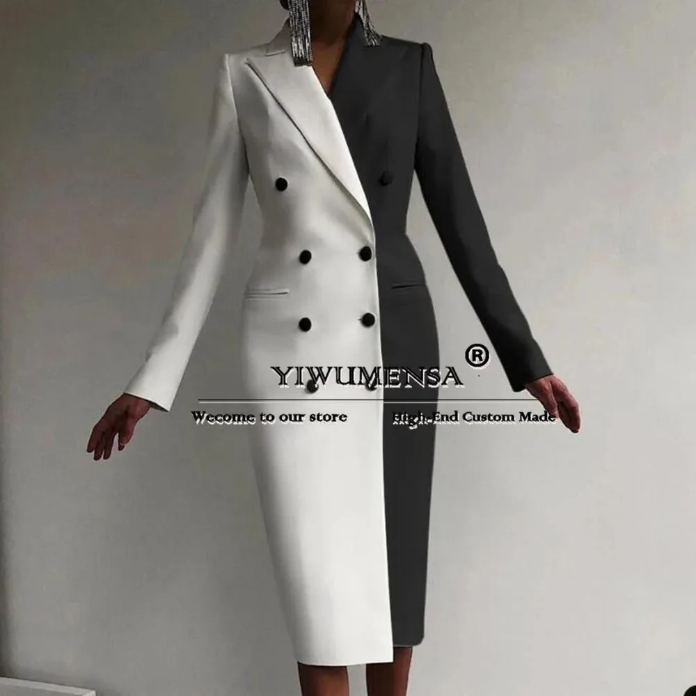 Elegant Bride's Mother Dresses Double Breated Women Suit Jackets Long Tailored Color Spliced Coat Ladies Dinner Party Blazer 1PC