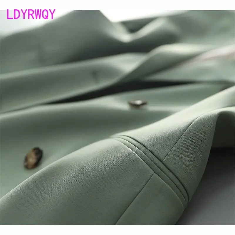 Solid color suit coat 2023 new early spring and autumn versatile double-breasted French design feeling relaxed and casual