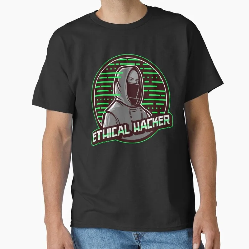 Ethical Hacker Ubuntu Linux Operating System Graphic T‑Shirt Casual Short Sleeve Tees Geek IT Developer Fan Gift Streetwear