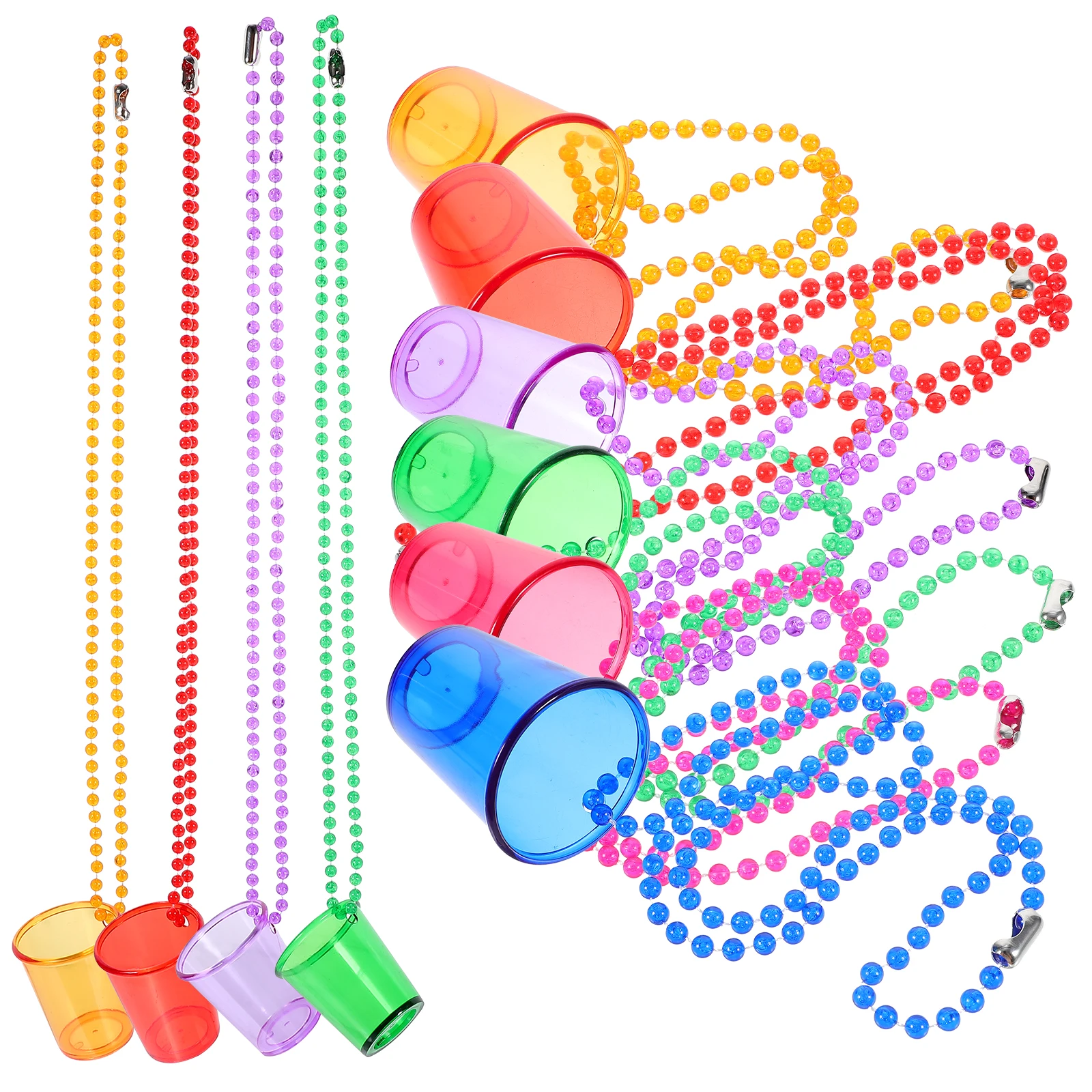 

12pcs Necklace Glass Shot Cups Bachelorette Party Accessories Colorful Beaded Shot Glass Necklaces for Women Men Bulk 6