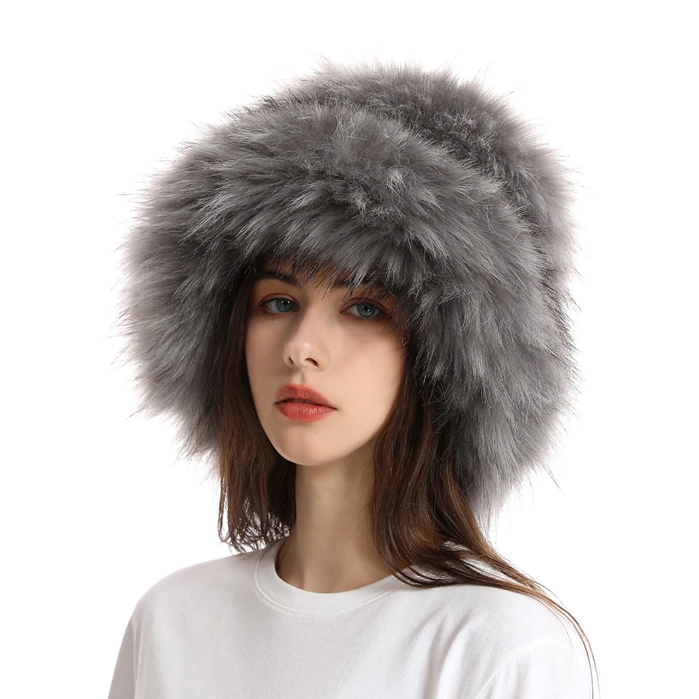 Faux Fur Bucket Hat Winter Warm Furry Hats for Women Lady Thicken Bob Panama Outdoor Fisherman Hats Caps Girls