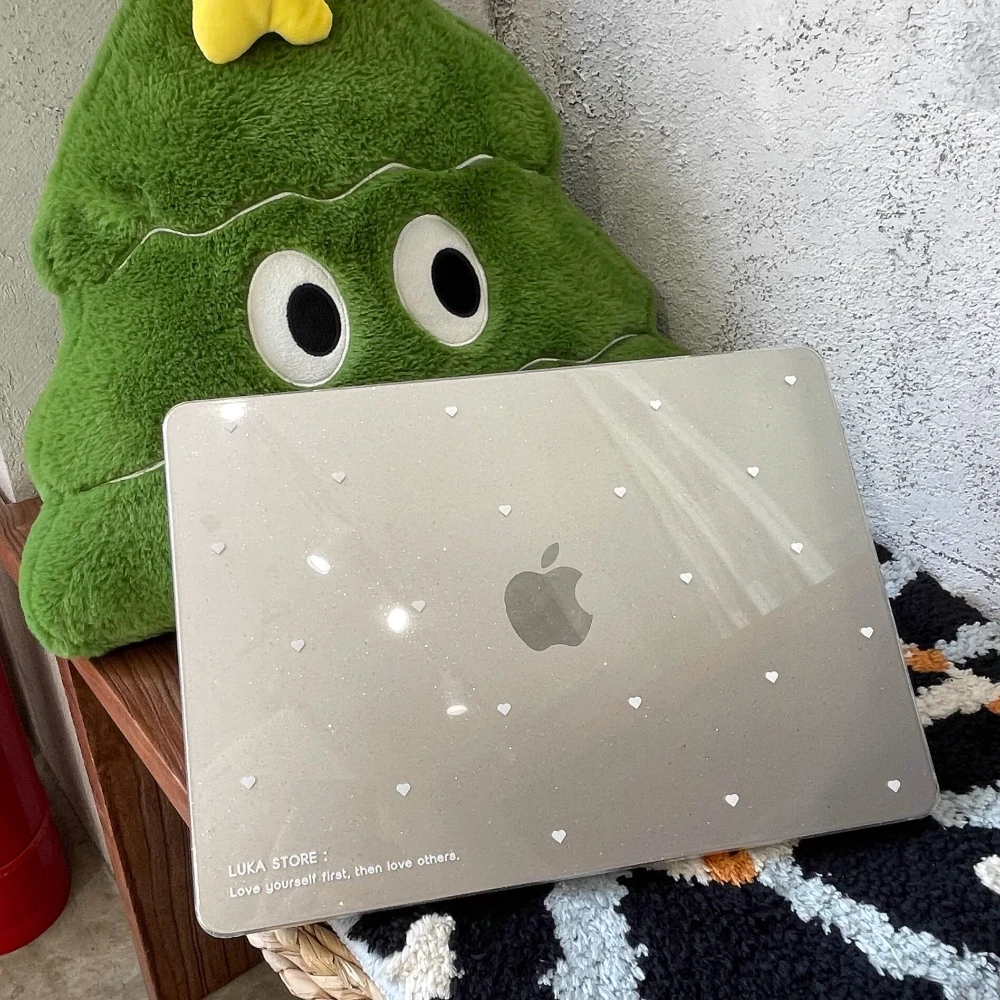 Ins Love Glitter Laptop Case For Macbook Neo Air 13 15 Pro 13 14 16 M1 M2 M3 M4 M5 Chip Hard Cover For Mac Book Protective Case