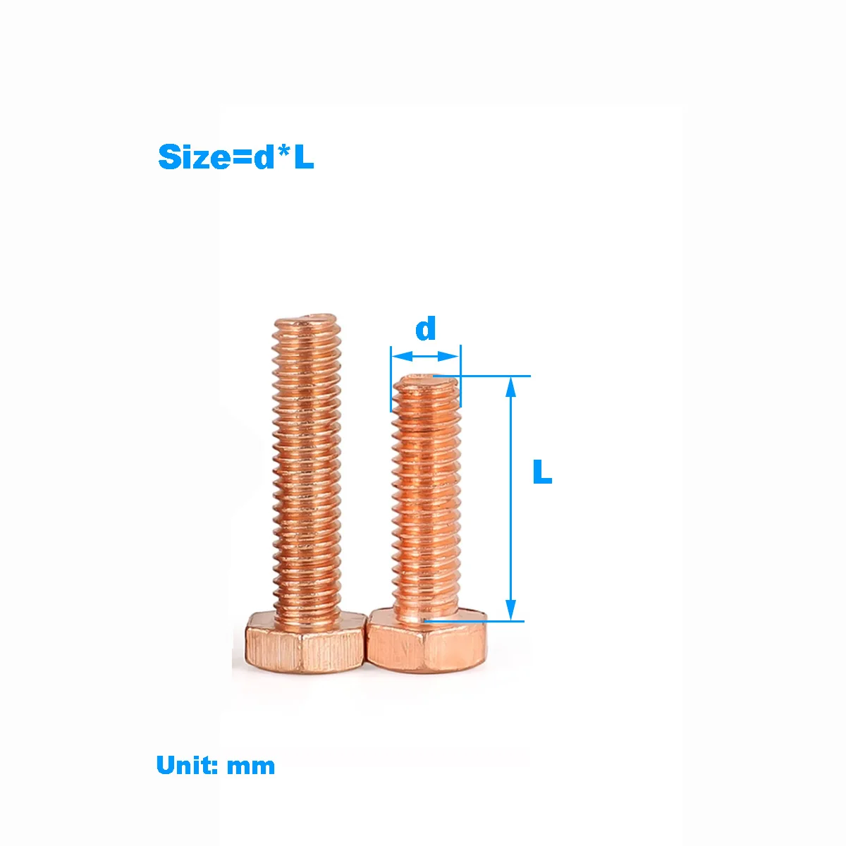Red Copper Outer Hexagon Screw / Electrolytic Copper Bolt M3-M20