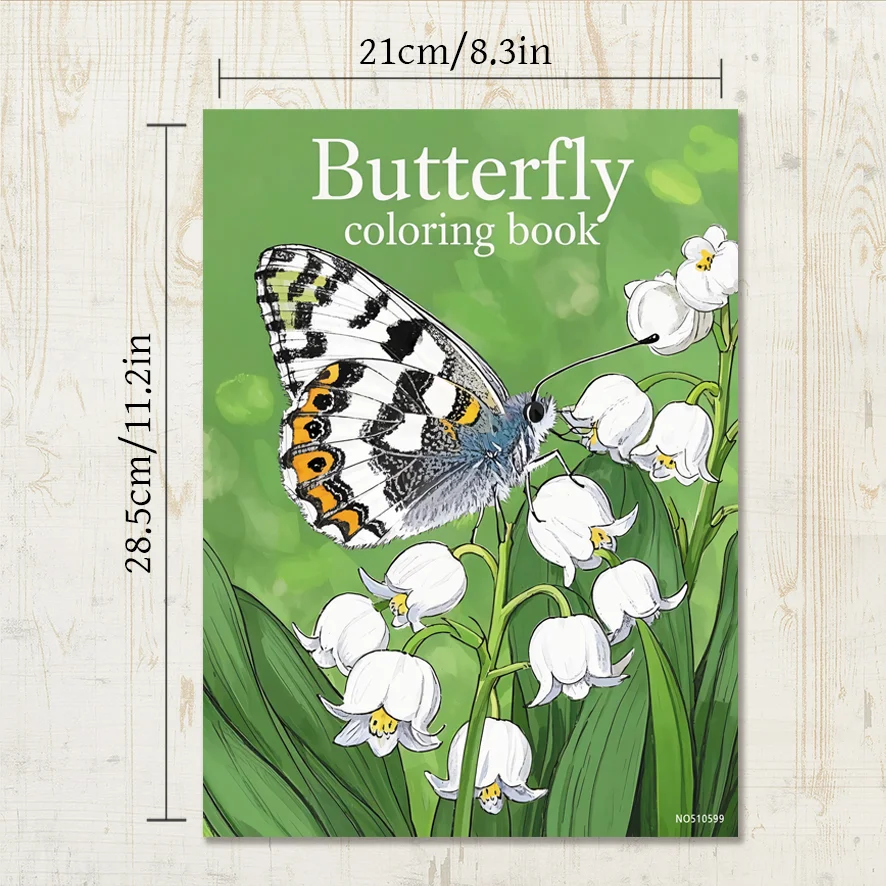 Flowers and Butterflies Adult Coloring Book - 8.3x11.2 inch stress relief coloring book 22 art therapy illustrations to relieve