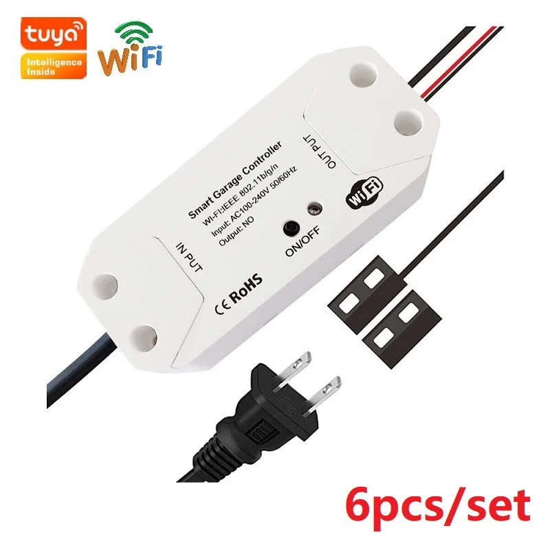 

6pcs/set Tuya WiFi Smart Garage Door Opener Controller 2.4G WIFI Garage Door Controller Remote Timing Control Open&close