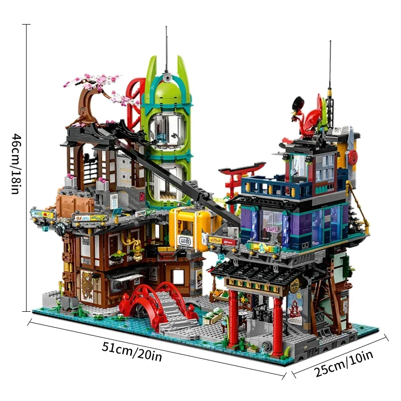 MOC  City 71799 Set Dragons Rising Architecture Modular Building Kit Movie Series Toys For Kids Boy