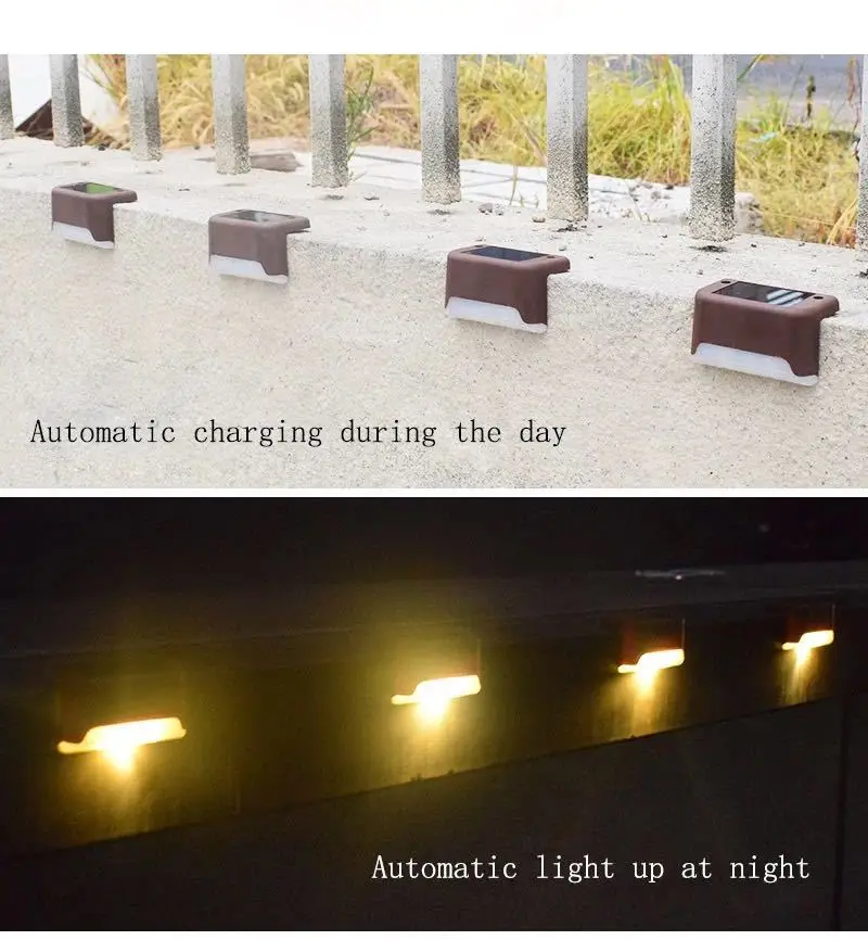 Garden Landscape Step Lights LED Solar Lamp Balcony Fence Lights Outdoor Waterproof Decorative Wall Light Solar Night Light