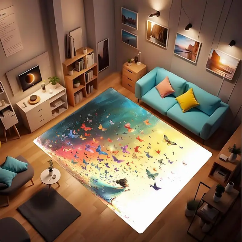 The Retro Wooden Rose Carpet is Rich in Color and Passionate, Anti slip, waterproof and soft carpet  Floral Print Rug 63x94inch