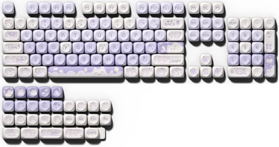 MOA Profile Keycaps for Typing, PBT Material Dye-Sublimation Keycaps, Ergonomic OEM Height, Quiet Sound Profile