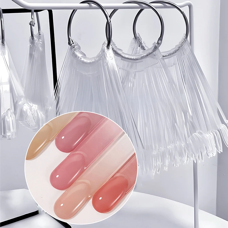 【B】Nail Art Display Swatch UV Gel Nail Tips Color Card Nail Plate Template Plate Sector Shape Palette Manicure Accessories Tools