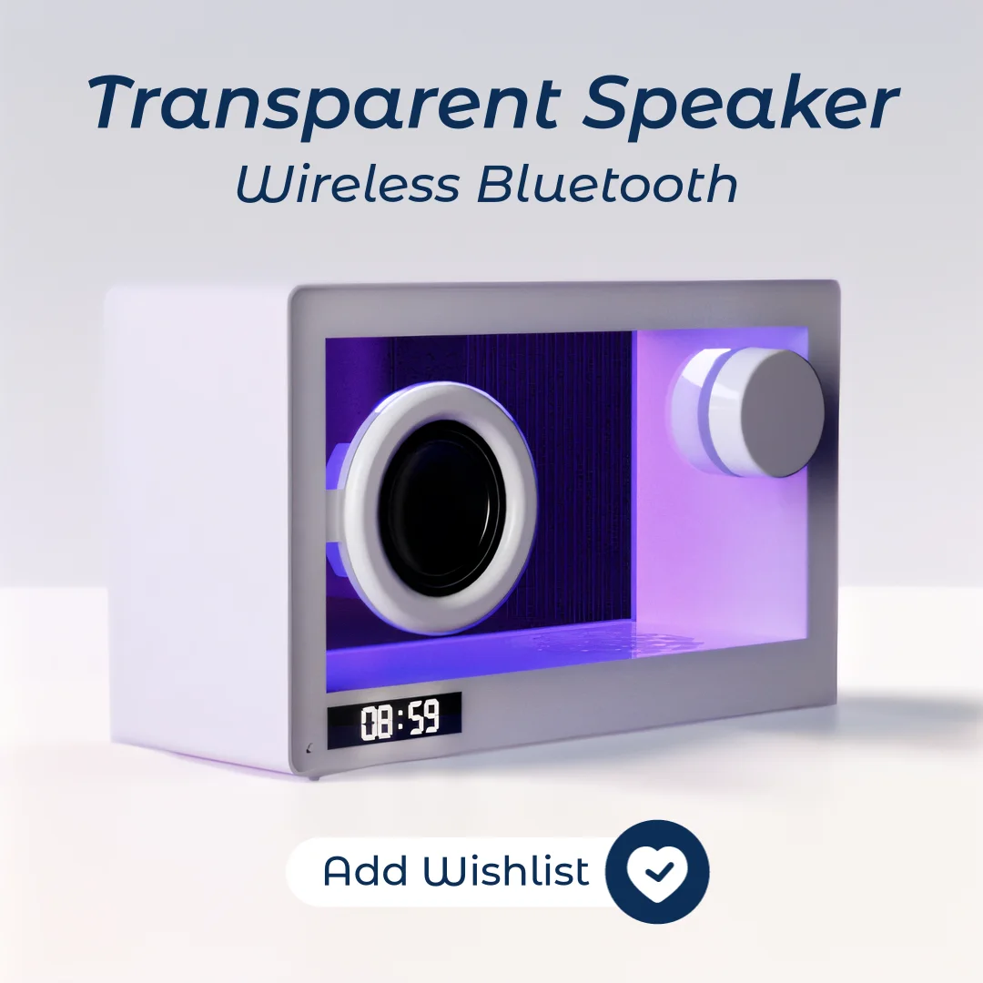 

New Transparent Wireless Speakers With LED Colored Ambient Light Hifi Stereo Portable Clock Speaker Home Decoration Music Box TF