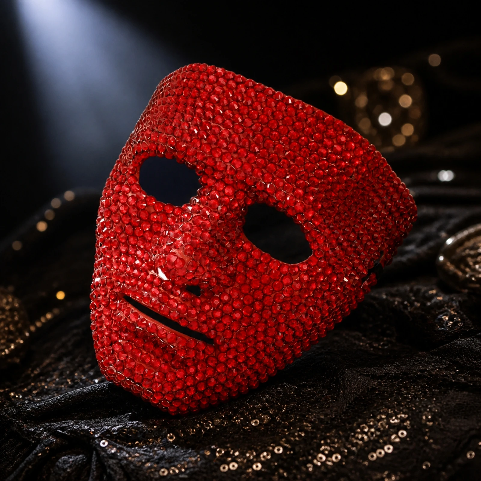 Full-Face Mask with Rhinestones Sparkling Rhinestone Mask with Elastic Band Performance Prop Glittering Lightweight