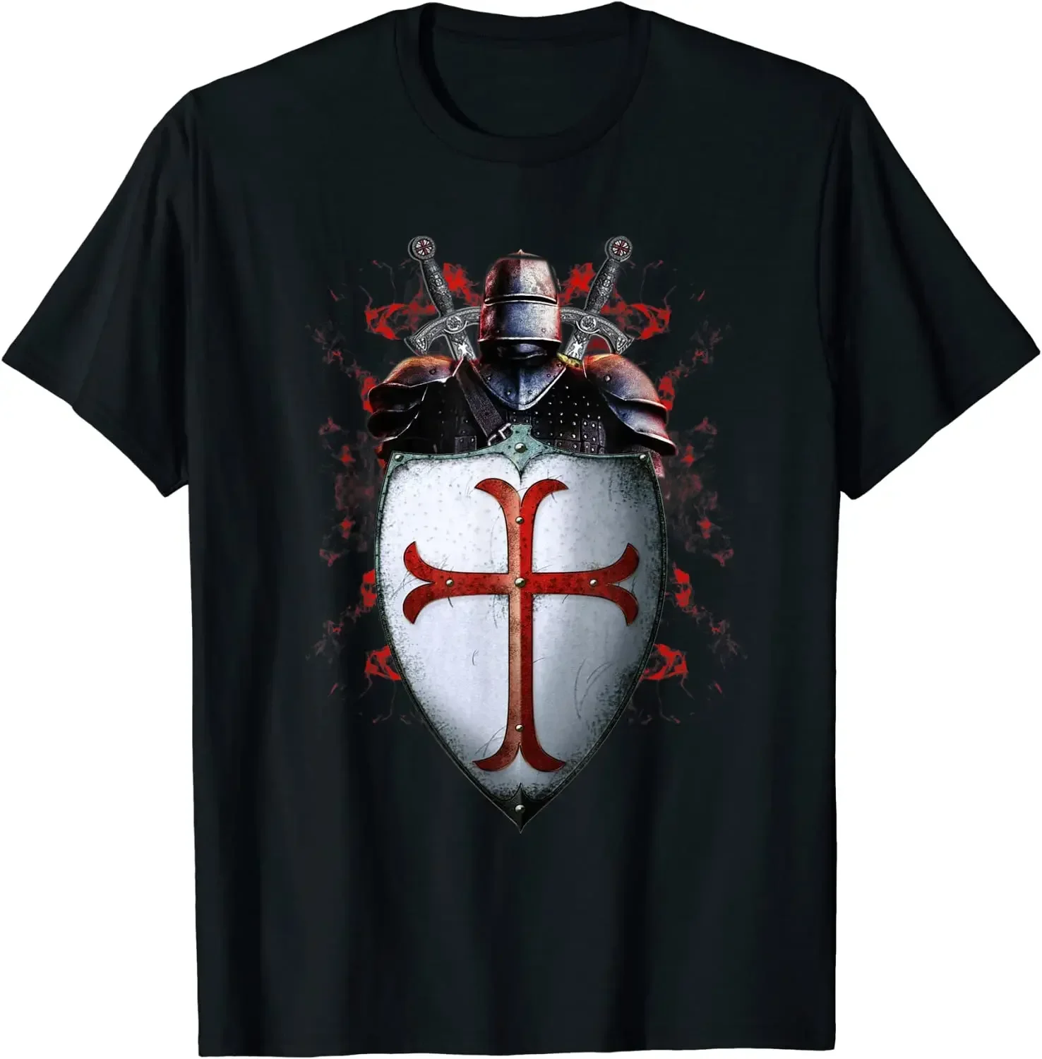 Knights Templar Flag Helmet Cross Men T-Shirt Short Sleeve Casual 100% Cotton Summer T-Shirts