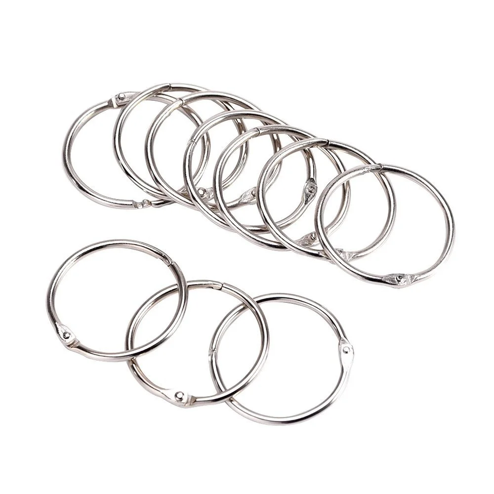 24pcs Metal Book Rings 35Mm Inner 40Mm Outer Diameter Silver Nickel Plated For Loose Leaf Binder Key Chain Memo Holder