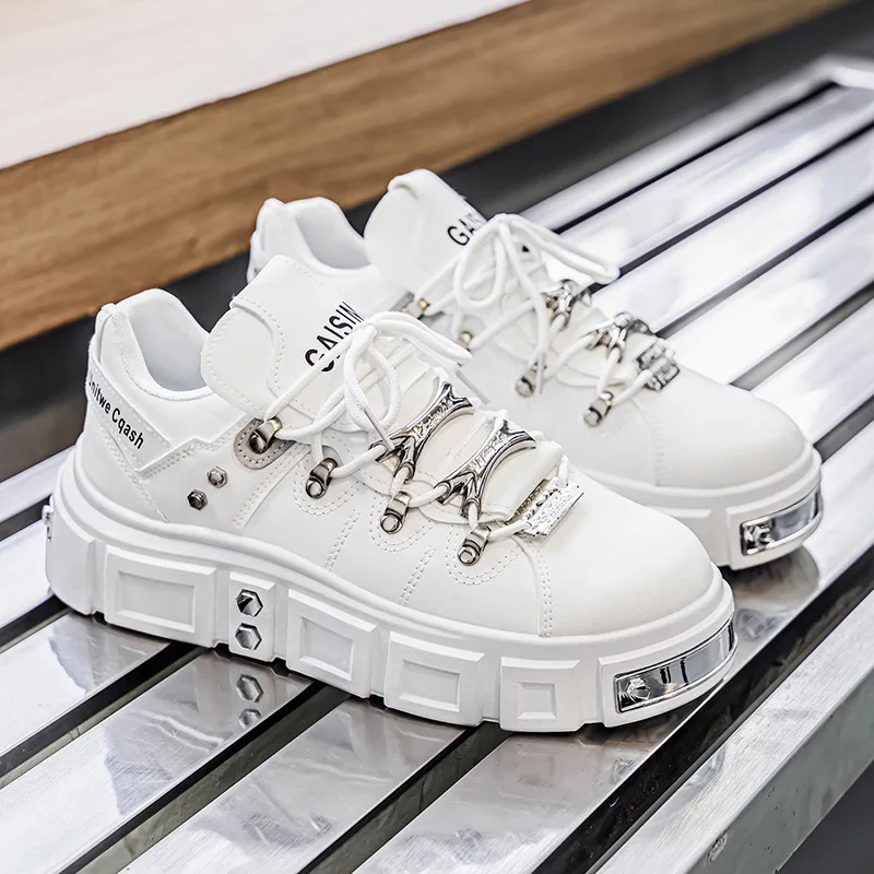 Men's Metallic 2026 Spring and Autumn Thick Soled Height Increasing Outdoor Sports Shoes