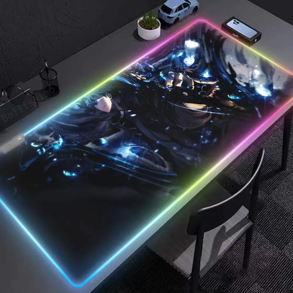 

LED Mousepad Keyboard Mat Mouse Pad RGB S-Solo Levelings Gaming Mause Pad Anime Lighting Deskmat Rubber No-slip with Backlit