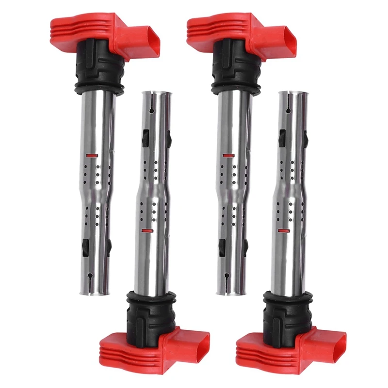 

4 Piece Car Ignition Coil Car Accessories Silver & Red For VW Jetta Golf Passat Tiguan CC For A3/A4/A5/A6/A7/A8 TT