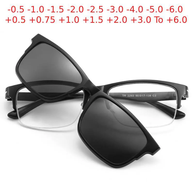 2293 Magnet Clip Square Half Frame Myopia Glasses 0 -0.5 -1.0 -1.5 -2.0 -2.5 -3.0 -4.0 -4.5 -5.0 To -6.0