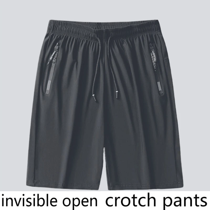 

Invisible Crotch Pants Real Ice Silk Men's Shorts Summer Ice Silk Casual Five-point Pants Full Open Dating Convenient Rhude