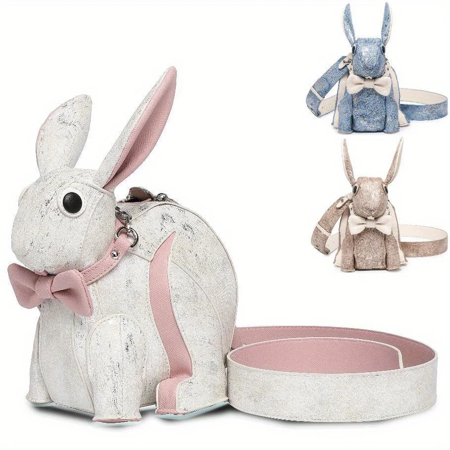 

Fashionable, personalized, cute bunny shaped shoulder bag, niche splicing design, diagonal cross handbag