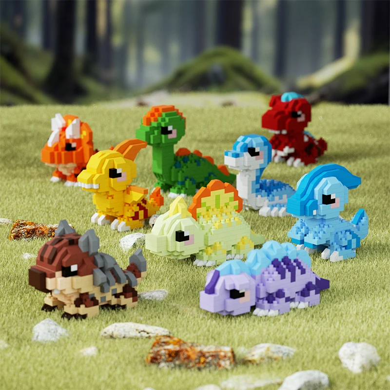 

MINI Colorful Dinosaur Model Micro Building Block Triceratops Tyrannosaurus Ankylosaur Stegosaurus Toy for Children Desk Decor