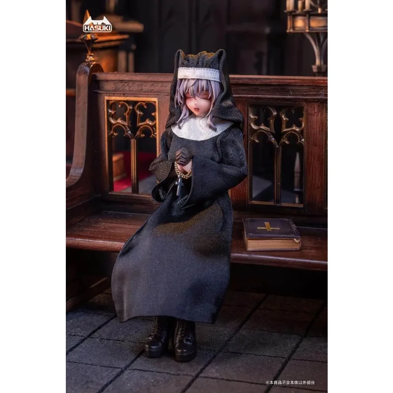 hasuki-cs017-cs018-conjunto-de-roupas-em-escala-1-12-com-vestido-longo-lenco-na-cabeca-colar-e-meias-para-menina-de-6-polegadas【apenas-roupas】