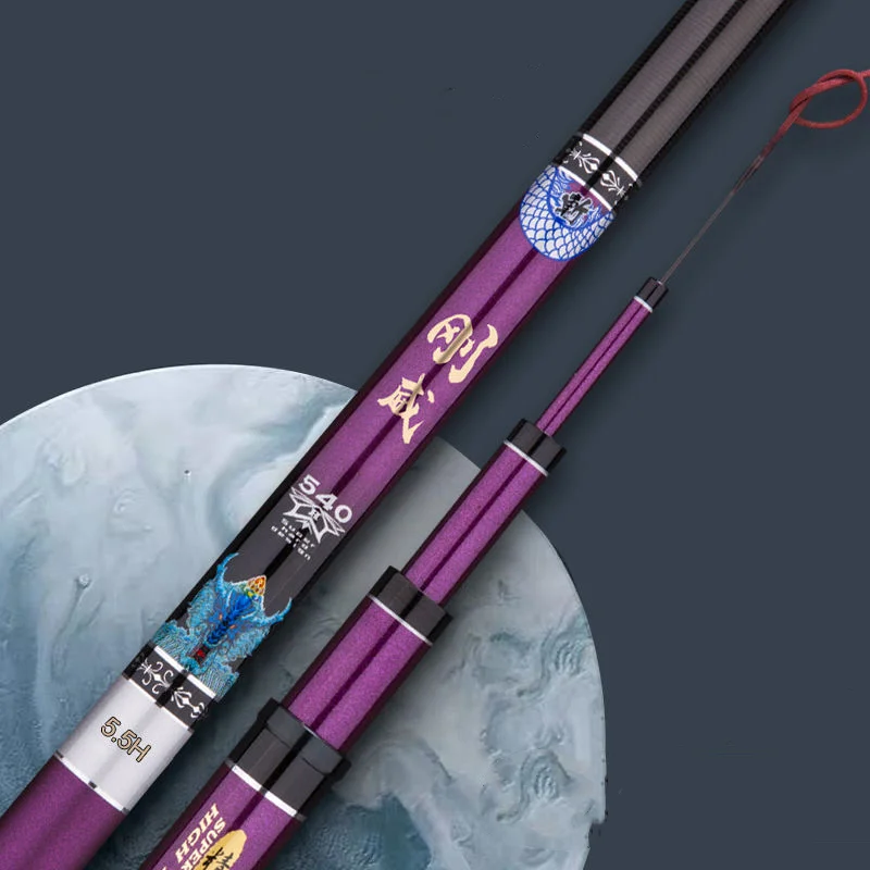 5.5H 6.5H Power Hand Stick High Carbon Super Hard Fishing Rod Rock Stream Rod Lure Rod 3.6-9m Ultralight Telescopic Fishing Cane