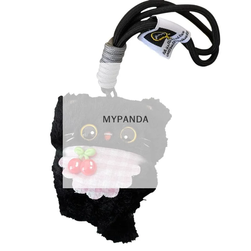 

Cute Plush Dark Shadow Cat Keychain Backpack Pendant Decoration Kawaii Stuffed Doll Toy Car Keyring Accessories Couples Gift