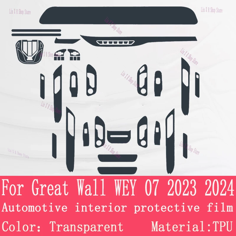 For Great Wall WEY 07 2023 2024 Gearbox Panel Navigation Screen Automotive Interior TPU Protective Film Cover Anti-Scratch