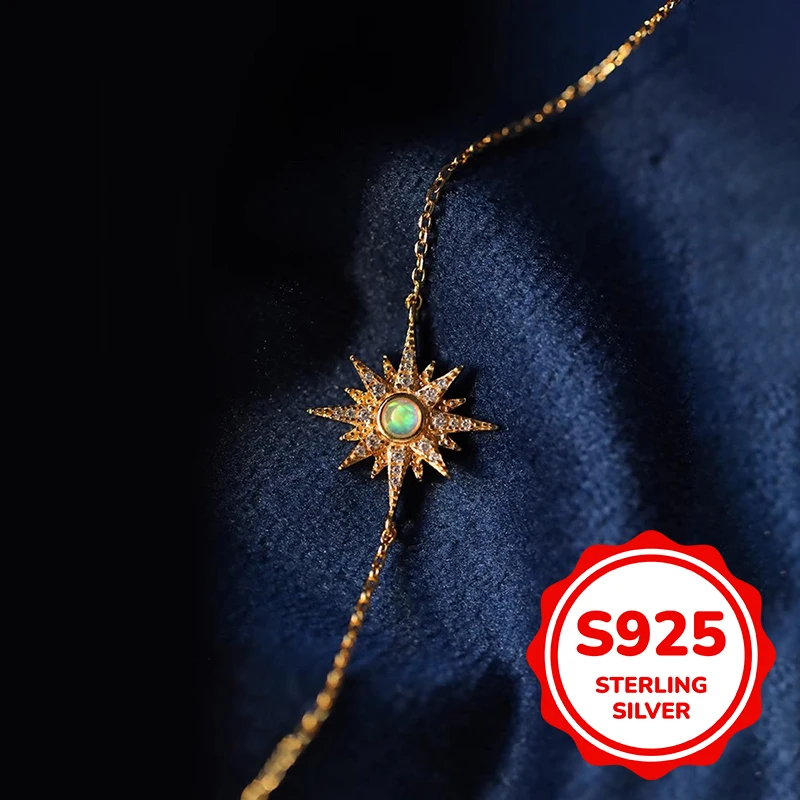 

S925 Sterling Silver Sun Ray Bracelet Women's Retro Gorgeous Palace Fashion Elegant Classic Trendy Sweet