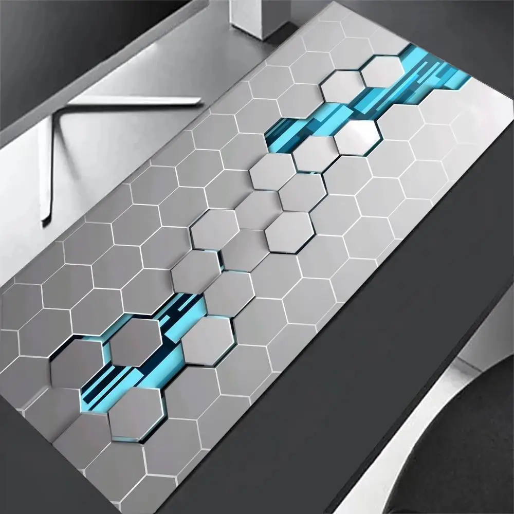 Silver Honeycomb Hexagon Blue Circuit Futuristic Tech Mouse Pad Large Gaming Mousepads Non-slip Cushion Mouse Pad Mini Computer