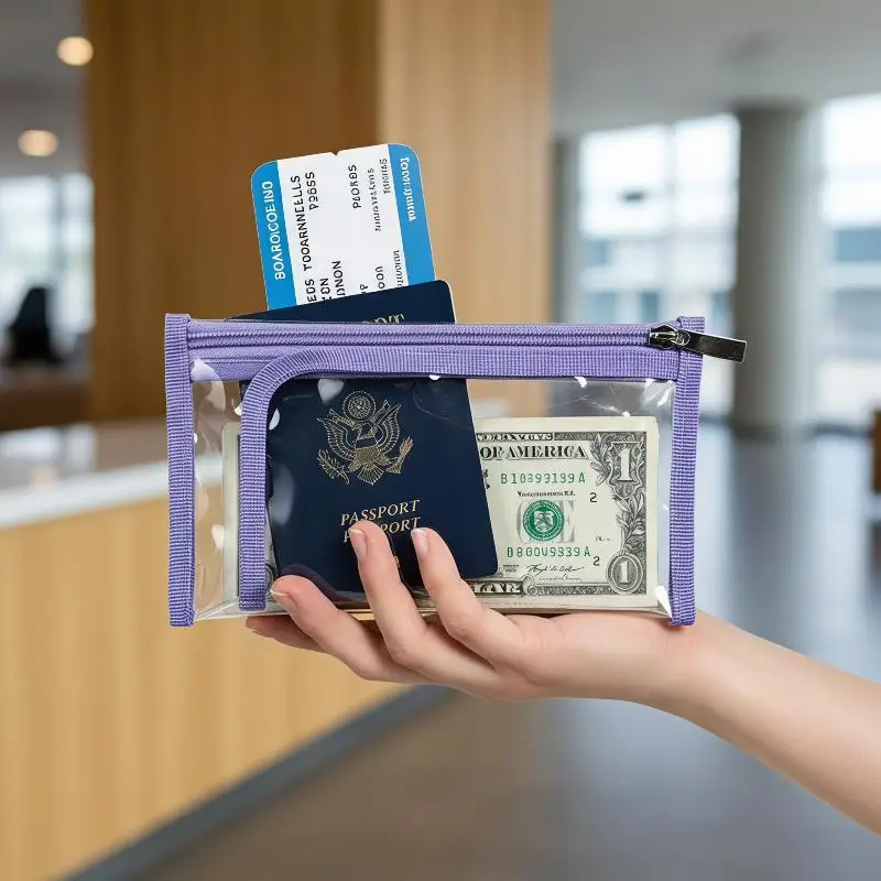 Clear Travel Passport Boarding Pass Pouch Thick PVC Protector Pouch Transparent Zipper Storage Bag Five Color Styles