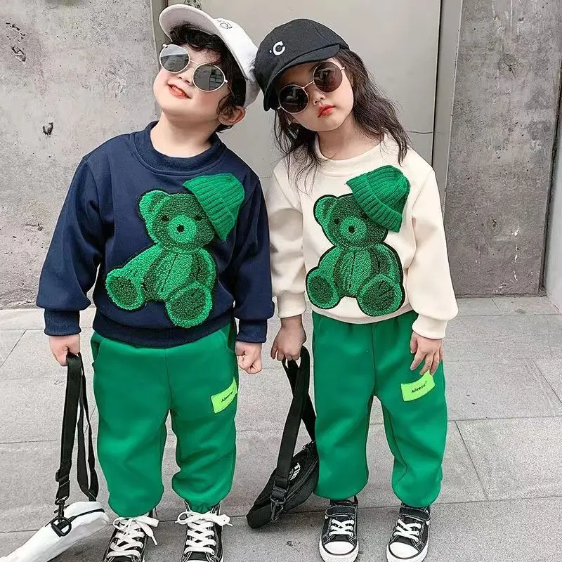 2 3 4 5 6 7 8 9 Y Children\'s Autumn Set 2023 New Fashion Korean Edition Boys and Girls\' Long Sleeve Sweater Pants Two Piece Set