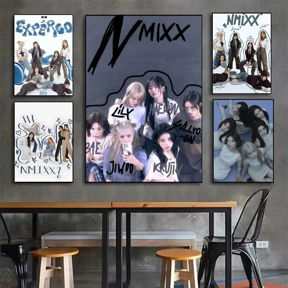 Music Group N-NMIXX Poster Self-adhesive Art Waterproof Sticker Coffee House Dorm Room Wall Decor