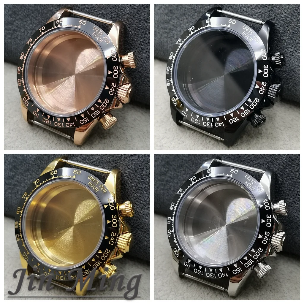 40mm High-Quality Ceramic Bezel Quartz Chronograph Watch Case Sapphire Crystal Water-Resistant Compatible with Daytona VK63 VK64