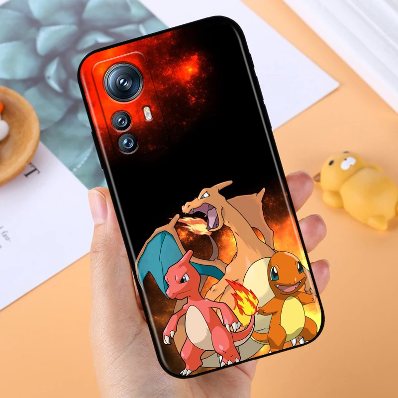 P-Pokemons Little Fire Dragon For Xiaomi Mi 14 13T 13 12T 12 11T 11i 11 10T 10 Pro Lite Ultra 5G Black Cover Phone Case