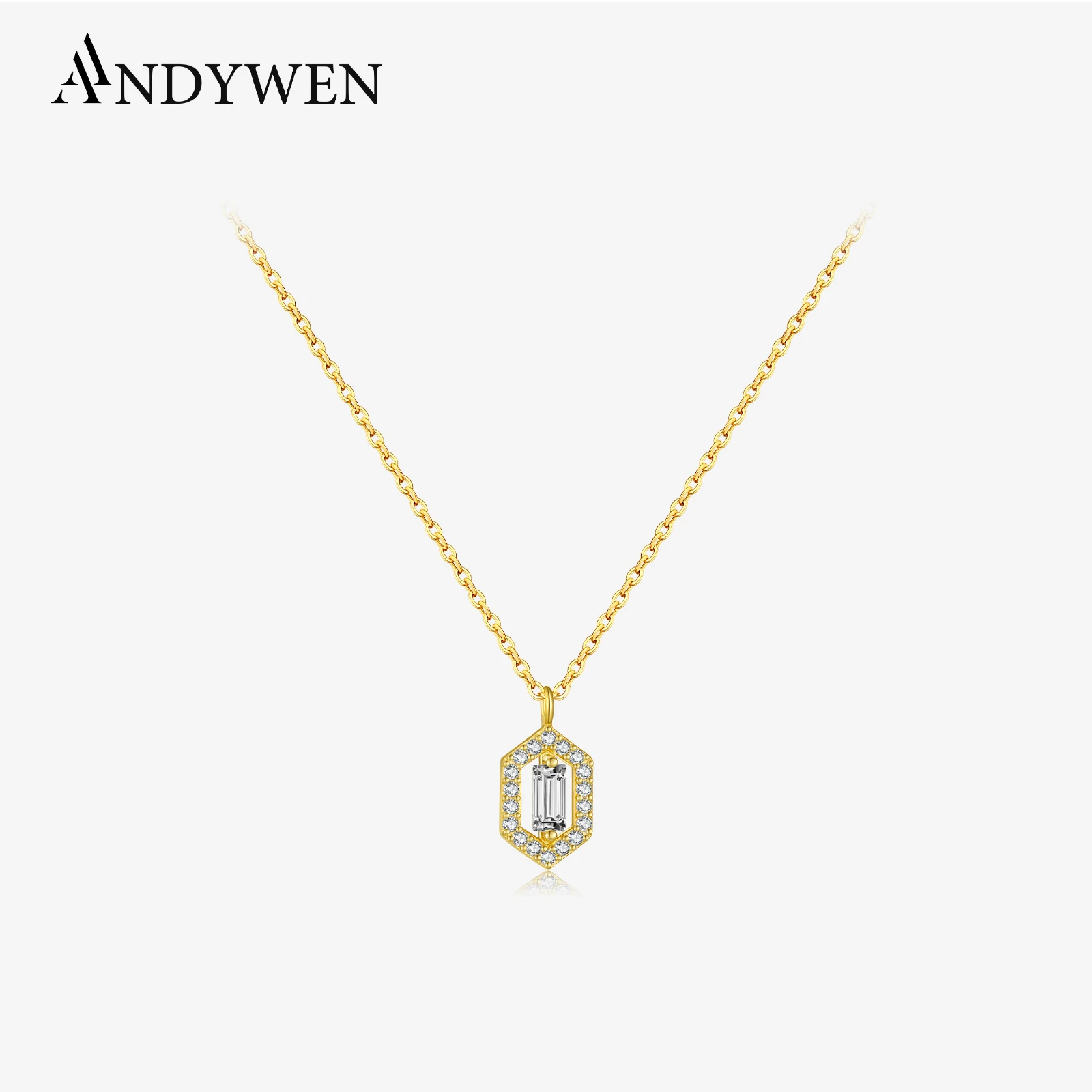 

ANDYWEN 925 Sterling Silver Square CZ Sentiment Pendant Long Chain Drop Necklace Women Wedding Fine Jewelry 2023 Jewels