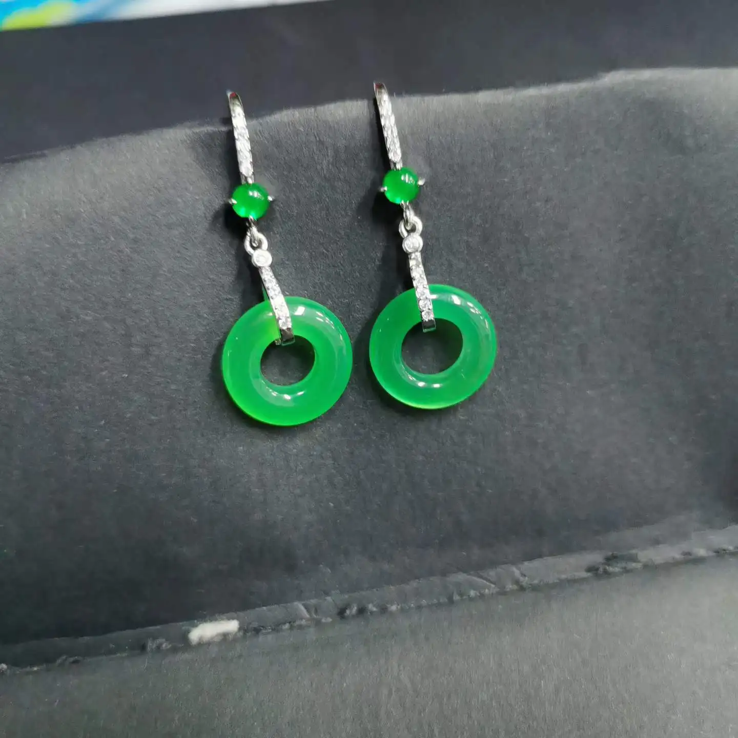 High Quality Natural Jadeite Green Jade Earrings Ring Earrings Jade Exquisite EarDecorate Delicate Fine Jewelry
