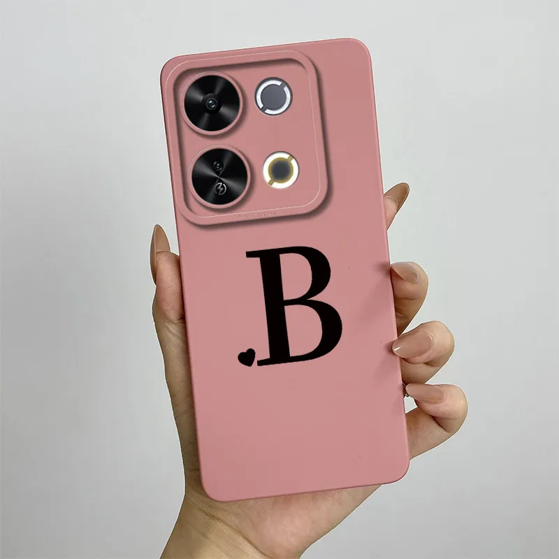 Phone Case For Itel P65 4G 6.7 inch Cute Initial Letters Matte Liquid Silicone Anti Slip Bumper Cover For Itel P 65 P671L Coque