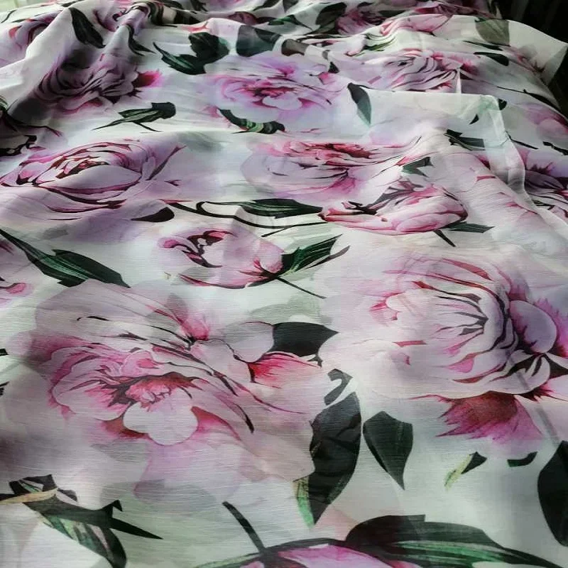 

New Fashion Show Spring and Summer Fashion High-grade Pink Printed Fabric Dress Tops Women's Clothing Cloth Wholesale