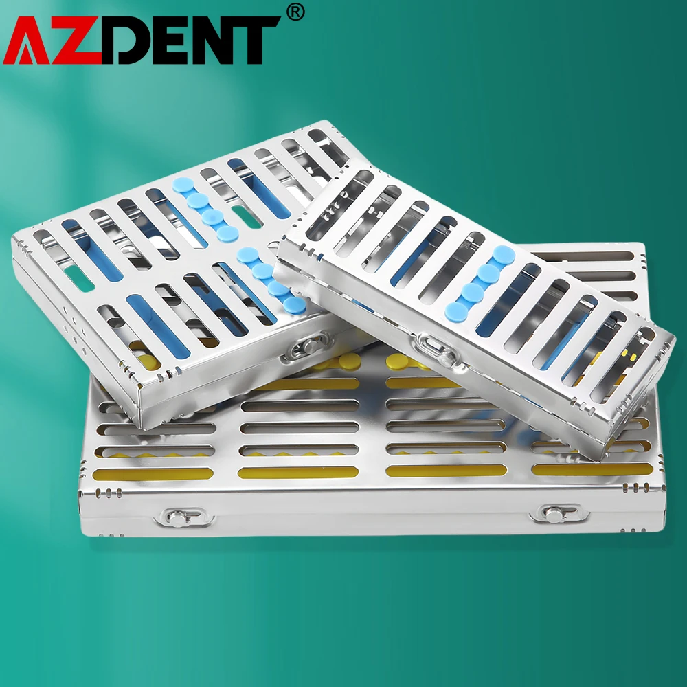 Azdent Dental Sterilization Rack Surgical Autoclavable Sterilization Box Dental Cassette File Burs Disinfection Tray Lab Tools