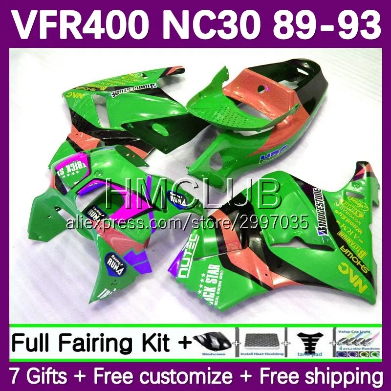 Fairing For HONDA VFR400R VFR400 RVF VFR 400 R RR 400R green stock 1989 1990 1991 1992 1993 42No.162 RVF400R NC30 89 90 91 92 93