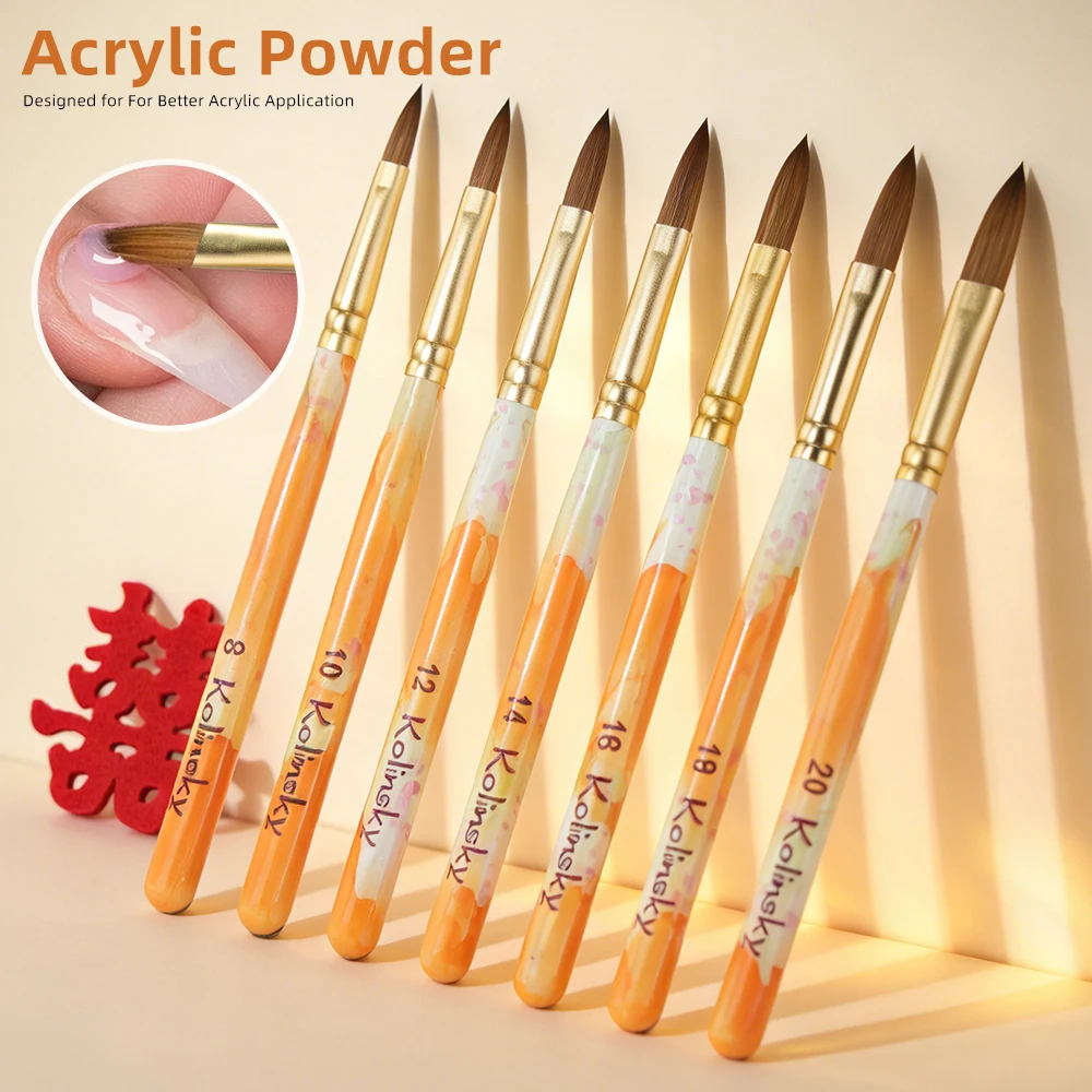 

Extended Crystal Carving Nail Art Brush - Gel Polish Compatible Crimped Nylon Bristles Wooden Handle Oval Liner for Manicure