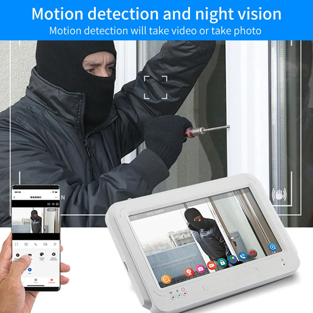 TUYA 1080P 7 Zoll Farb-Touchscreen Wifi Video Türklingel Smart APP Home Intercom Kit für NFC RFID Access Control System