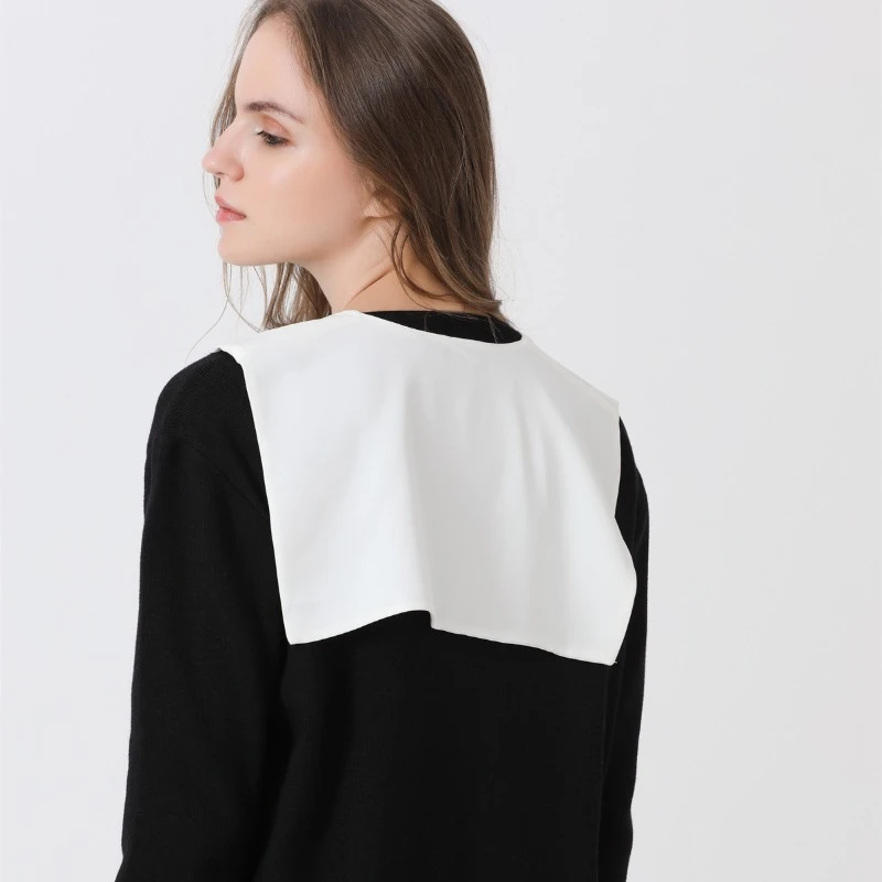 البحرية نمط كبير وأشار وهمية طوق التلبيب أسود أبيض شال صغير برقبة المرأة الزخرفية انفصال انفصال كاذبة طوق #2